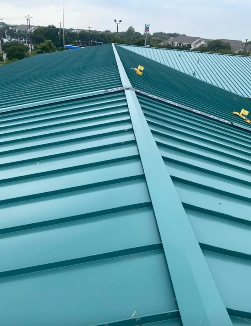 Green commercial metal roof ridge and valley for Metal Roof Repair in Fountain Inn